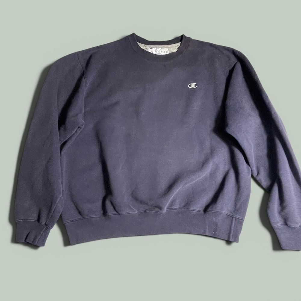Champion Eco Authentic Navy Blue Crewneck Sweatshirt Mens Large Fleece Pullover